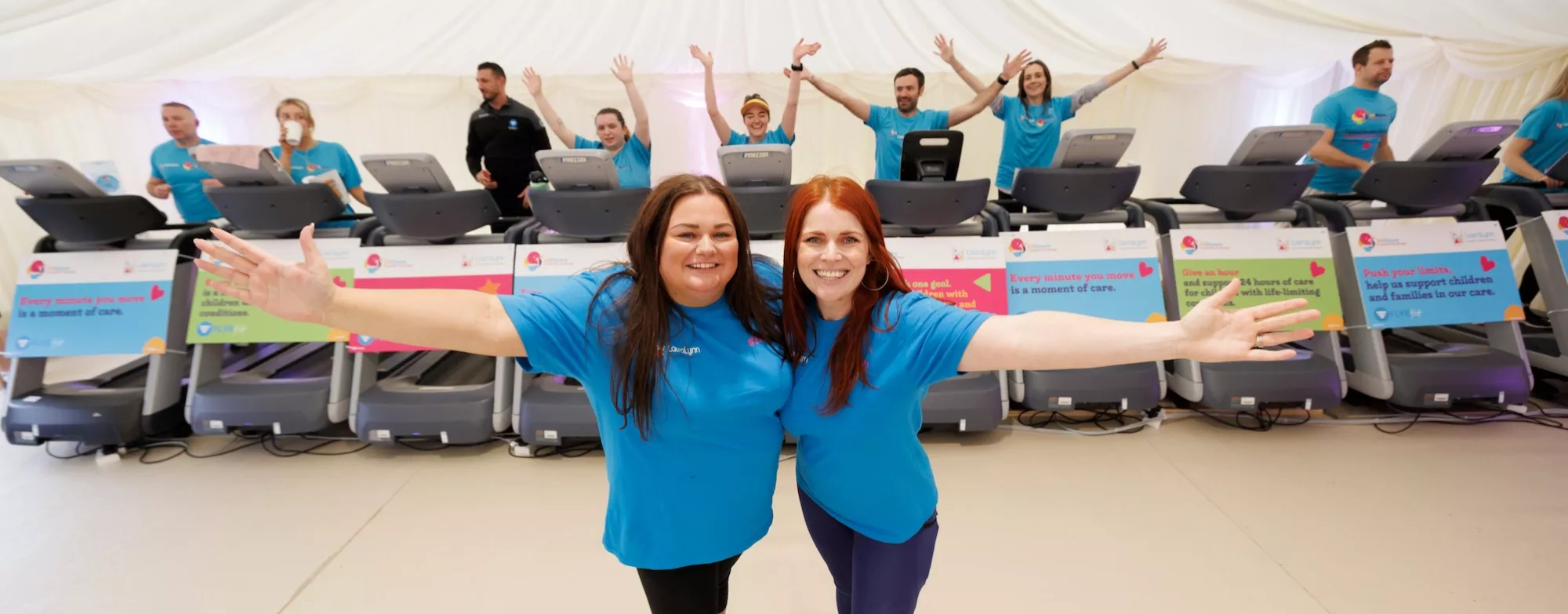 People waving at the treadmill challenge